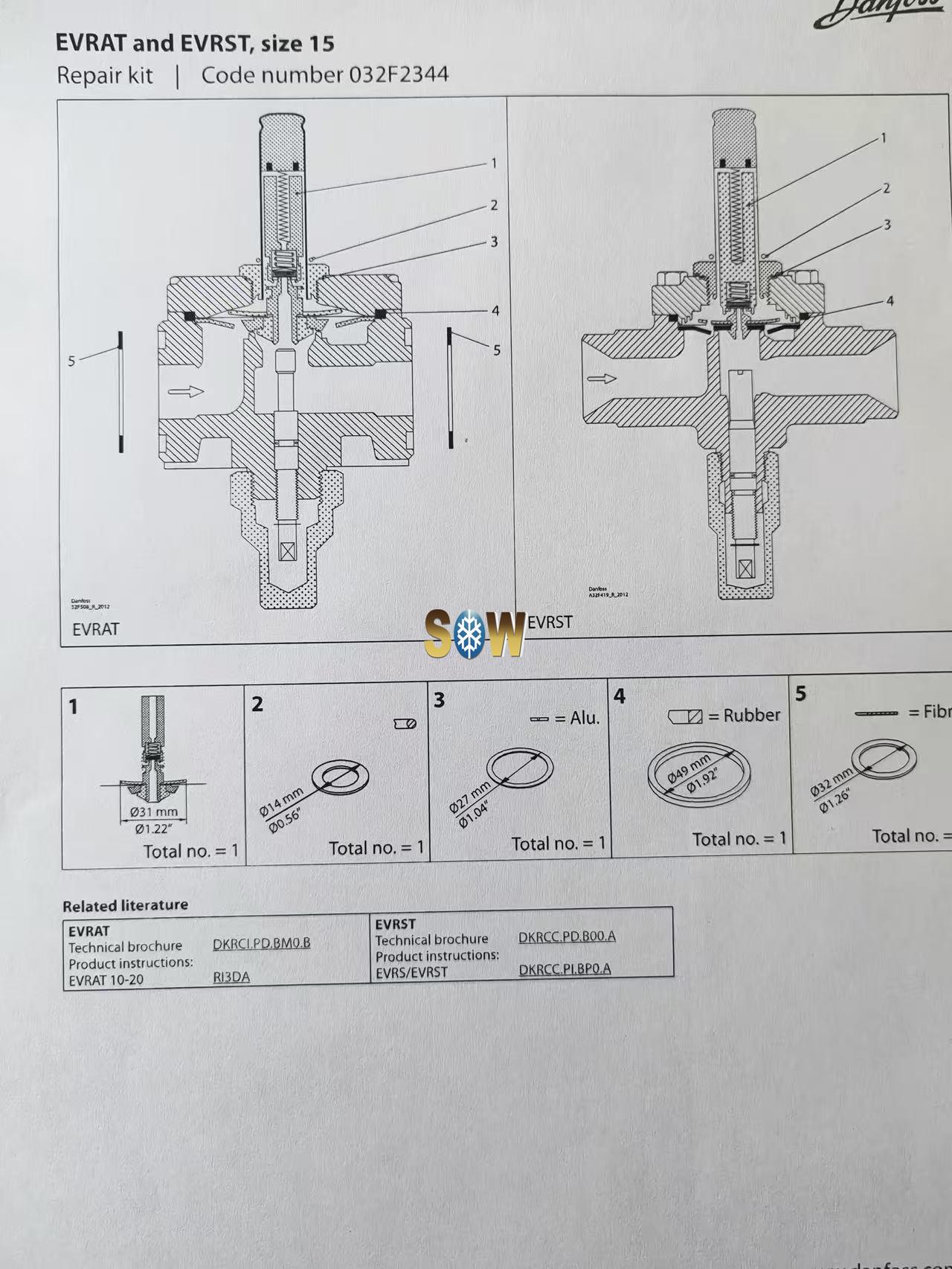 Danfoss Repair kit 032F2344