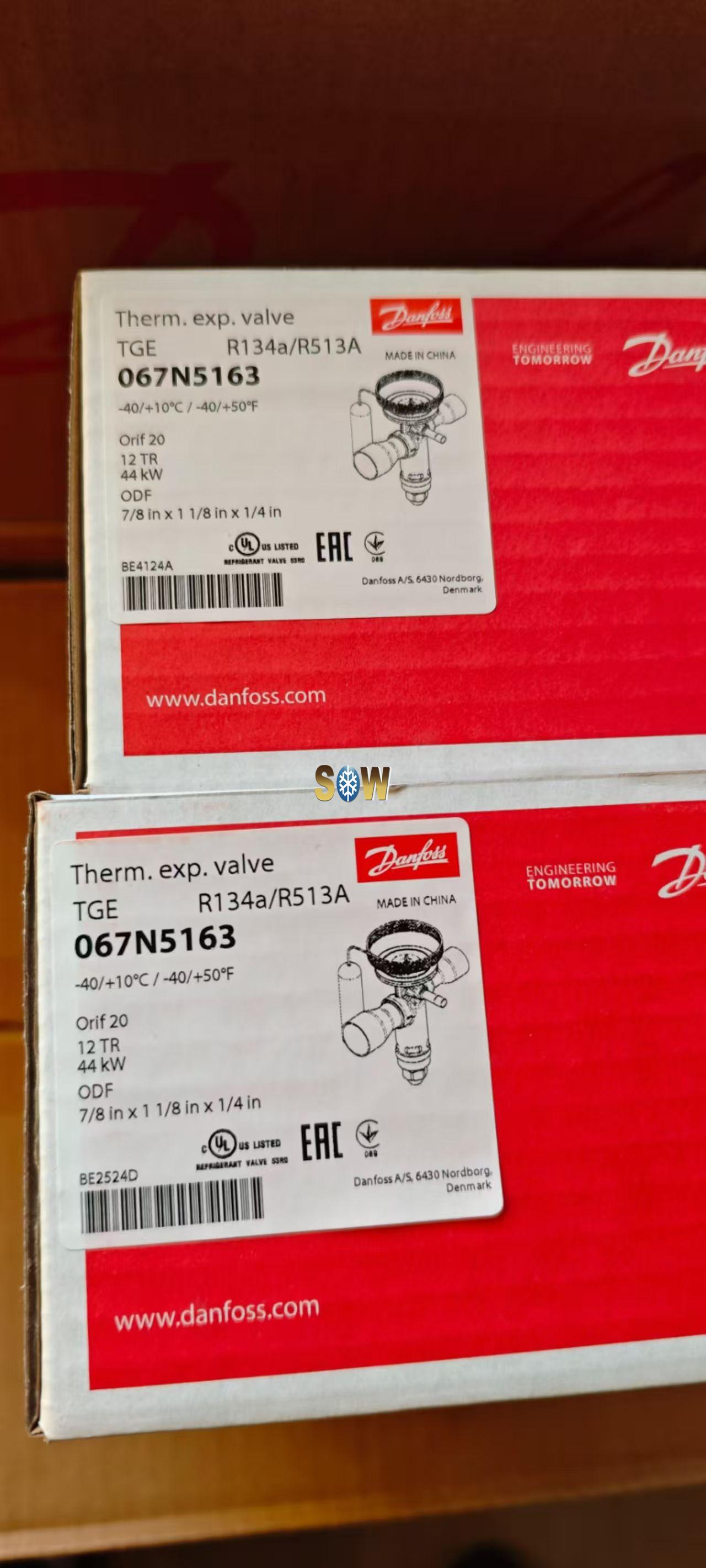 Danfoss Thermostatic expansion valve, TGE, R134a; R513A 067N5163